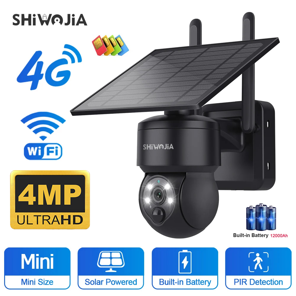 Home Security Outdoor Camera System - SHIWOJIA WIFI bezprzewodowa kamera słoneczna PTZ