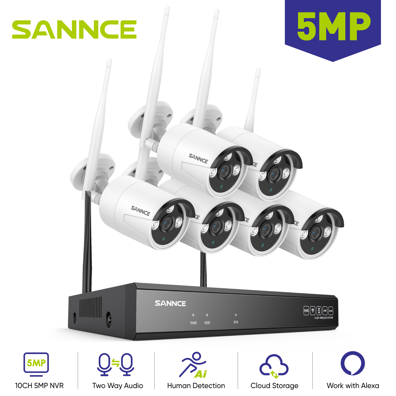Home Security Nvr - SANNCE 6 szt. 5MP kamera Wifi