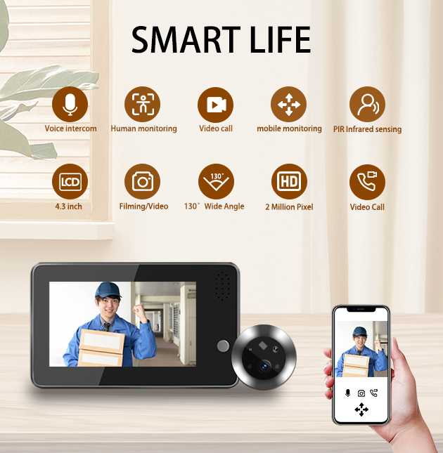 Home Security Cameras Wireless - 4,3-calowy inteligentny dzwonek do drzwi Tuya