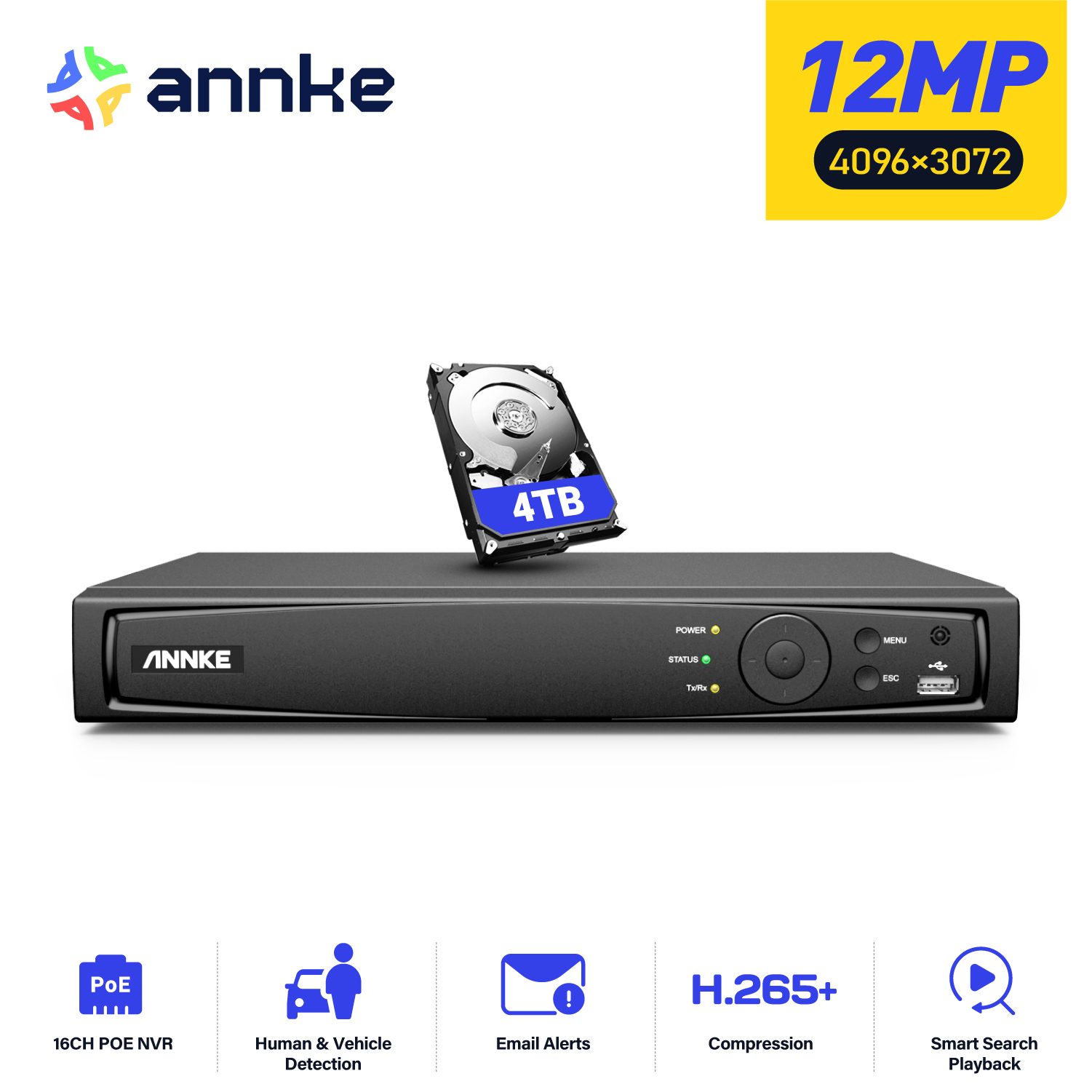 Home Security With Cameras - Rejestrator sieciowy ANNKE 12MP POE NVR