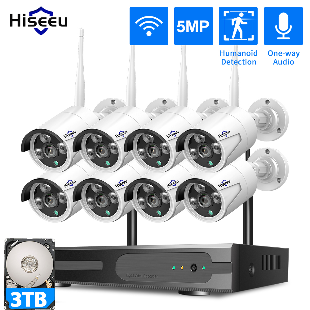 Home Security Cameras Wireless - Hiseeu 3/5/8MP WiFi System Monitoringu CCTV