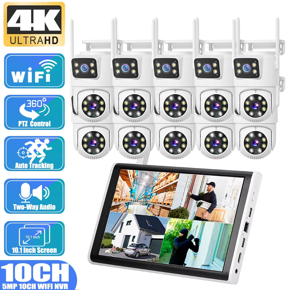 Home Security Cameras Wireless - Kamera PTZ z podwójnym obiektywem 8MP