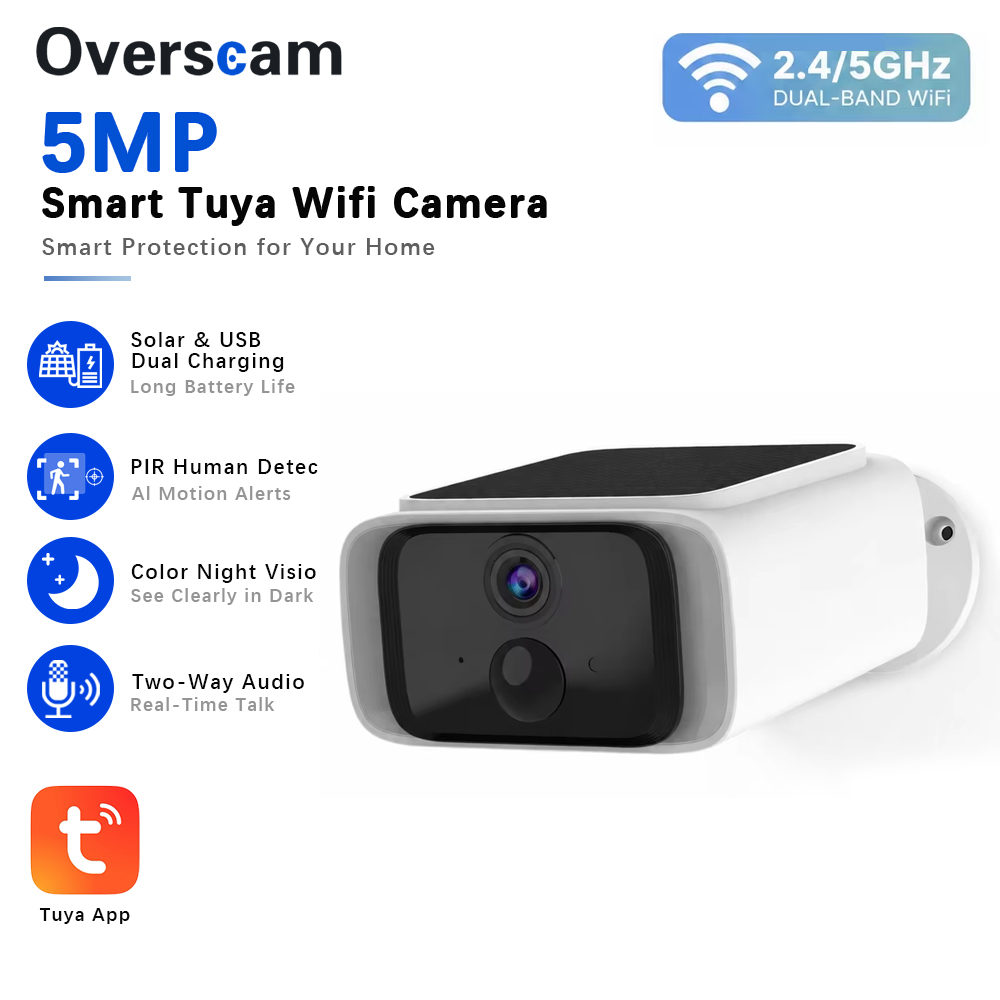 Home Security Cameras Wireless - Kamera bezpieczeństwa Tuya 5MP zasilana energią