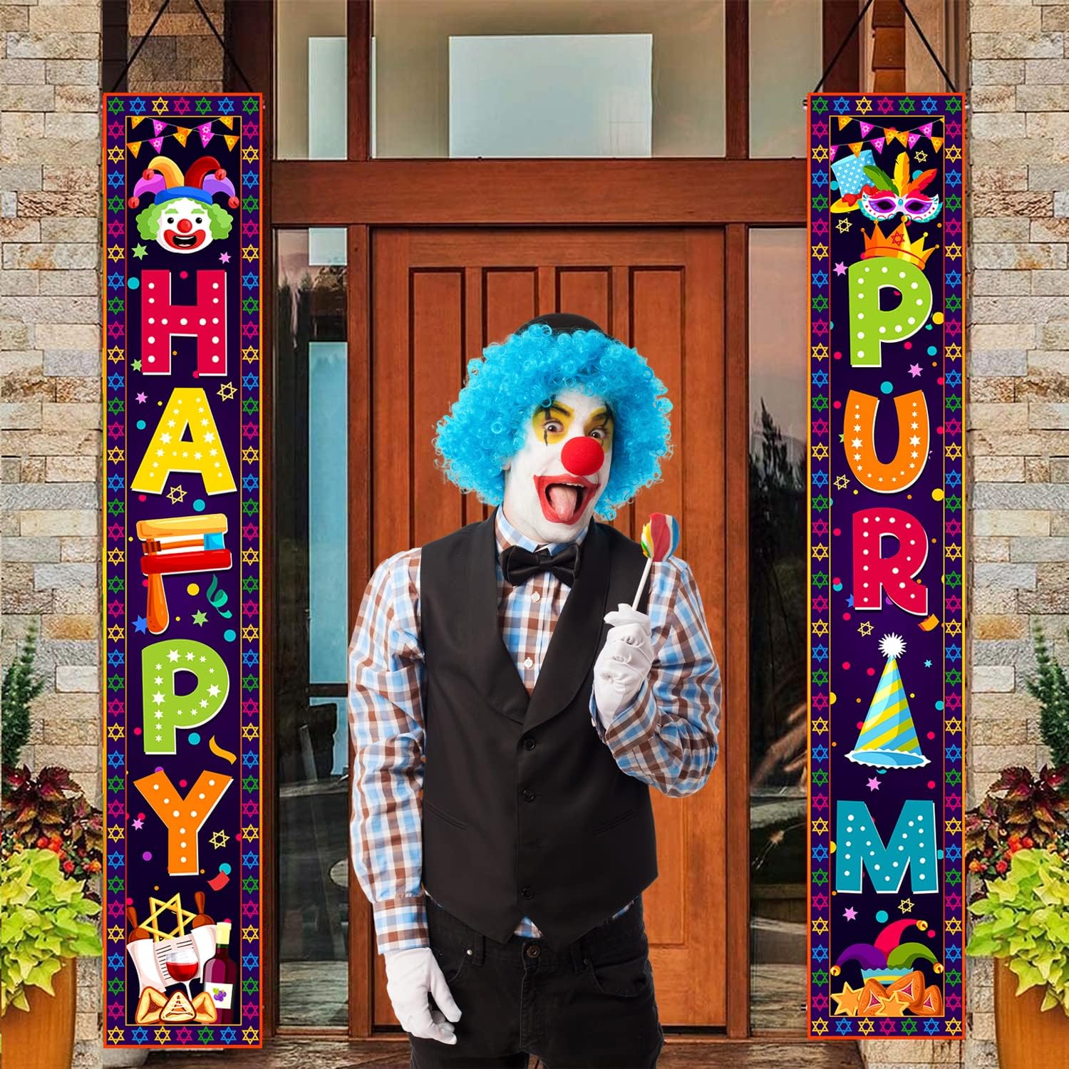 Happy Purim Dekoracje Ganek Zn – Home Security Yard Sign recenzja i cena